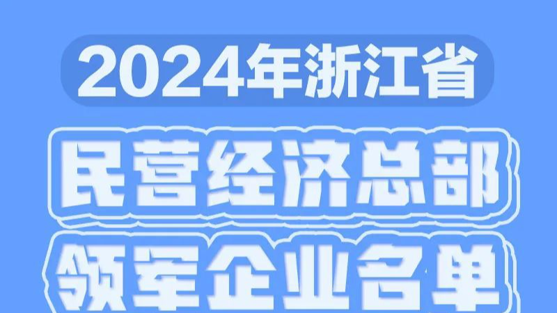 117家！2024年浙江省民营经济总部领军企业名单出炉