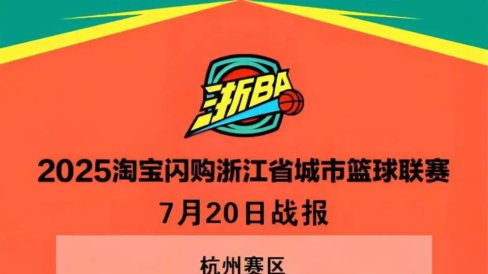 “浙BA”新增5个市冠军！地区赛进入收尾，250场比赛余38场（附7月20日战绩和7月21日赛程）