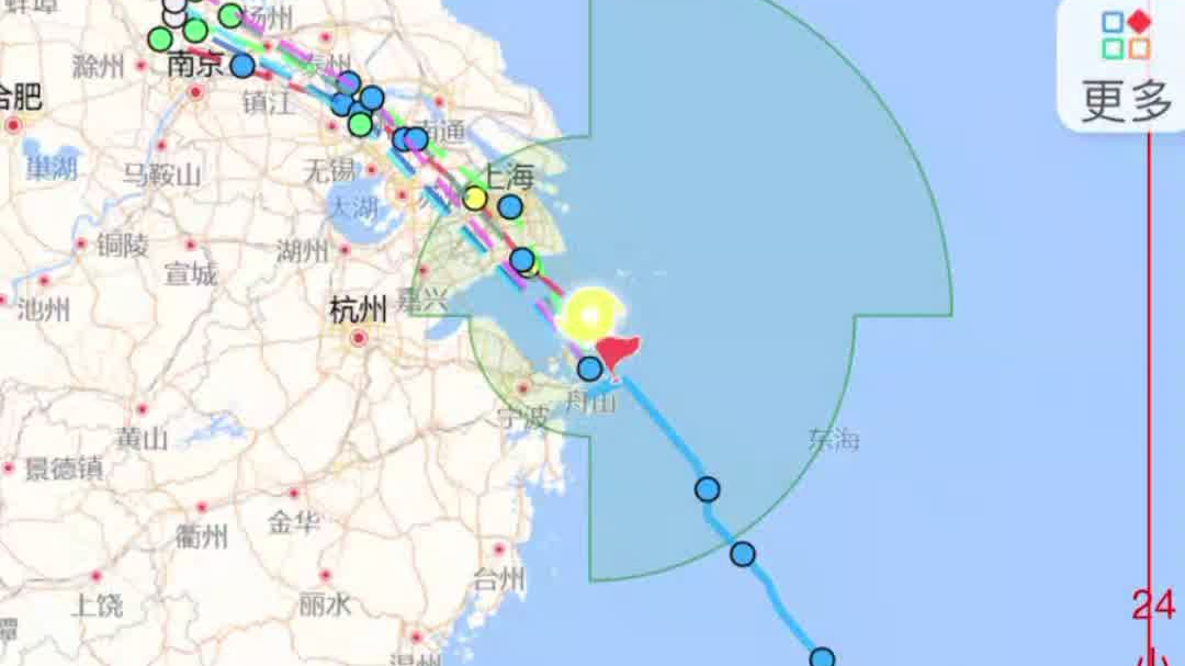 “竹节草”可能于今天下午到傍晚再次登陆上海沿海 宁波下午开始风雨减弱